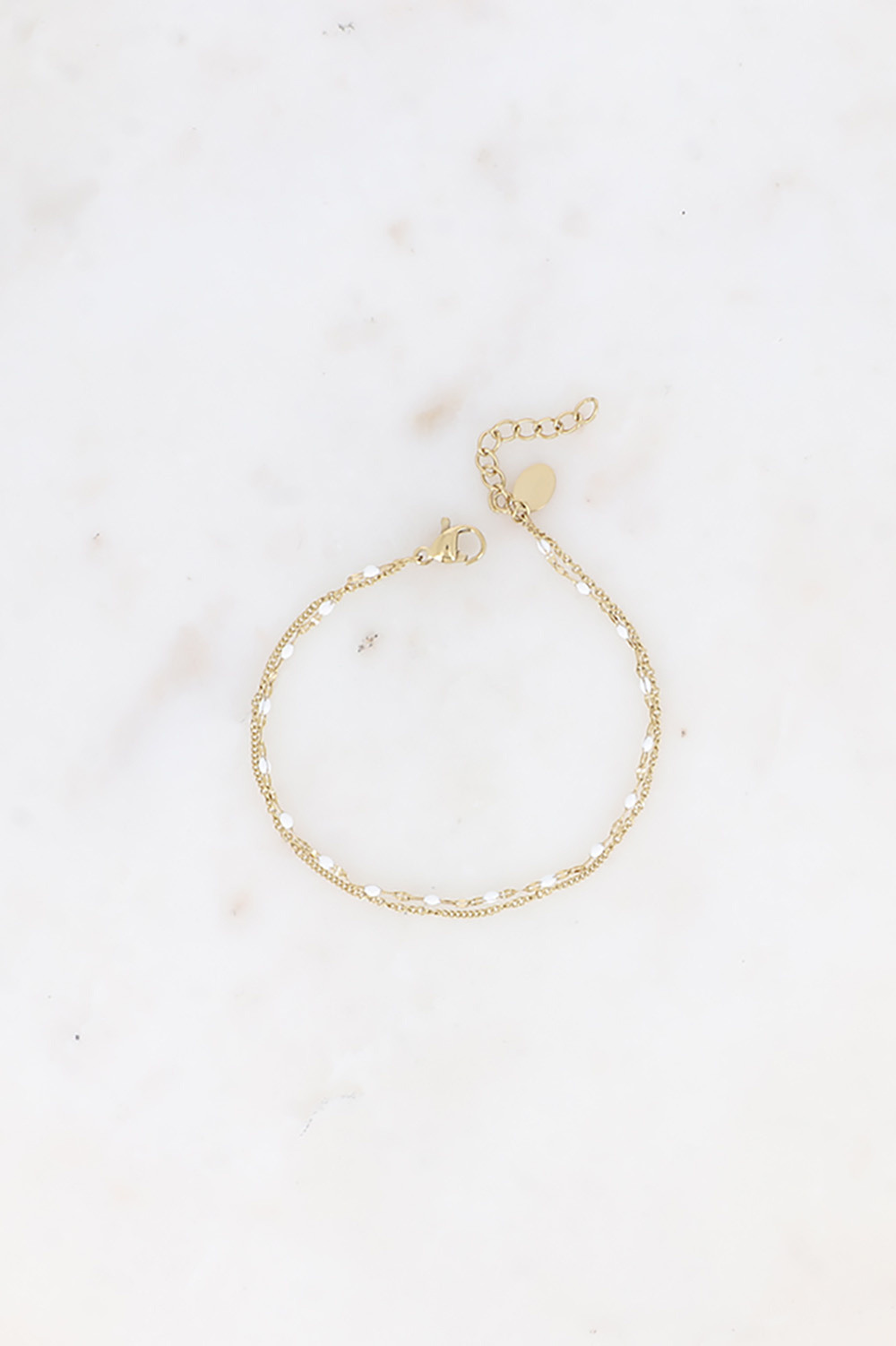 Grossiste Bohm - Bracelet 2 rangs - maille grain de café émaillée et forçat