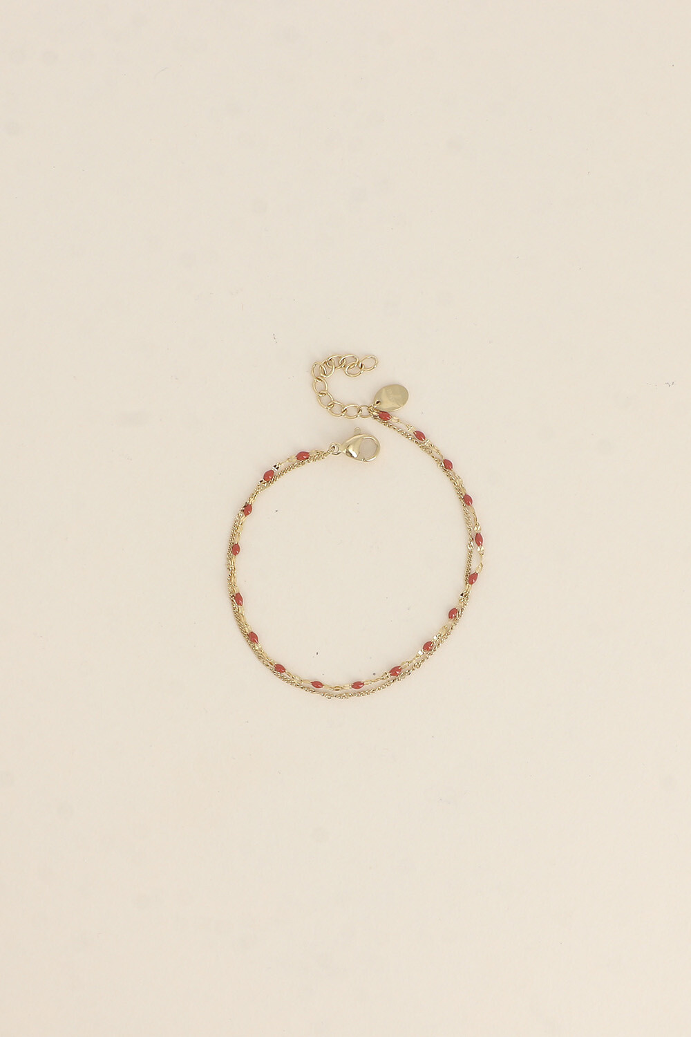 Grossista Bohm - Bracciale a 2 fili - chicco di caffè smaltato e maglia carcerata