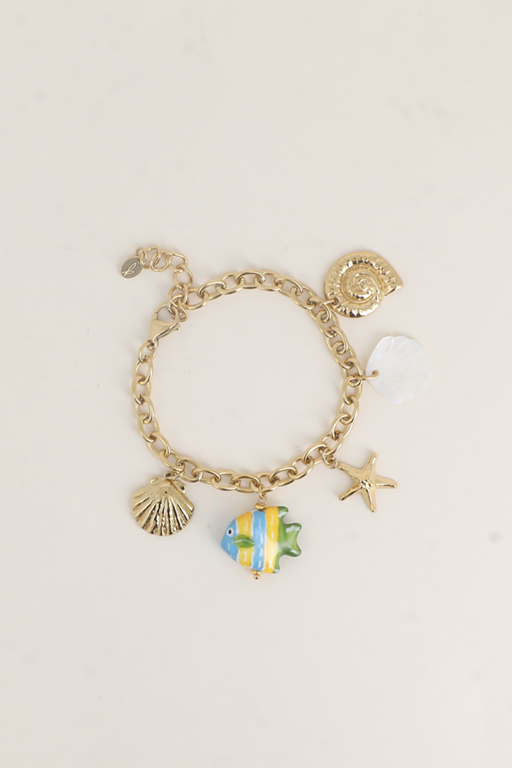 Mayorista Bohm - Pulsera - dijes (concha de nácar, estrella de mar, conchas, pez de cerámica y esmalte)