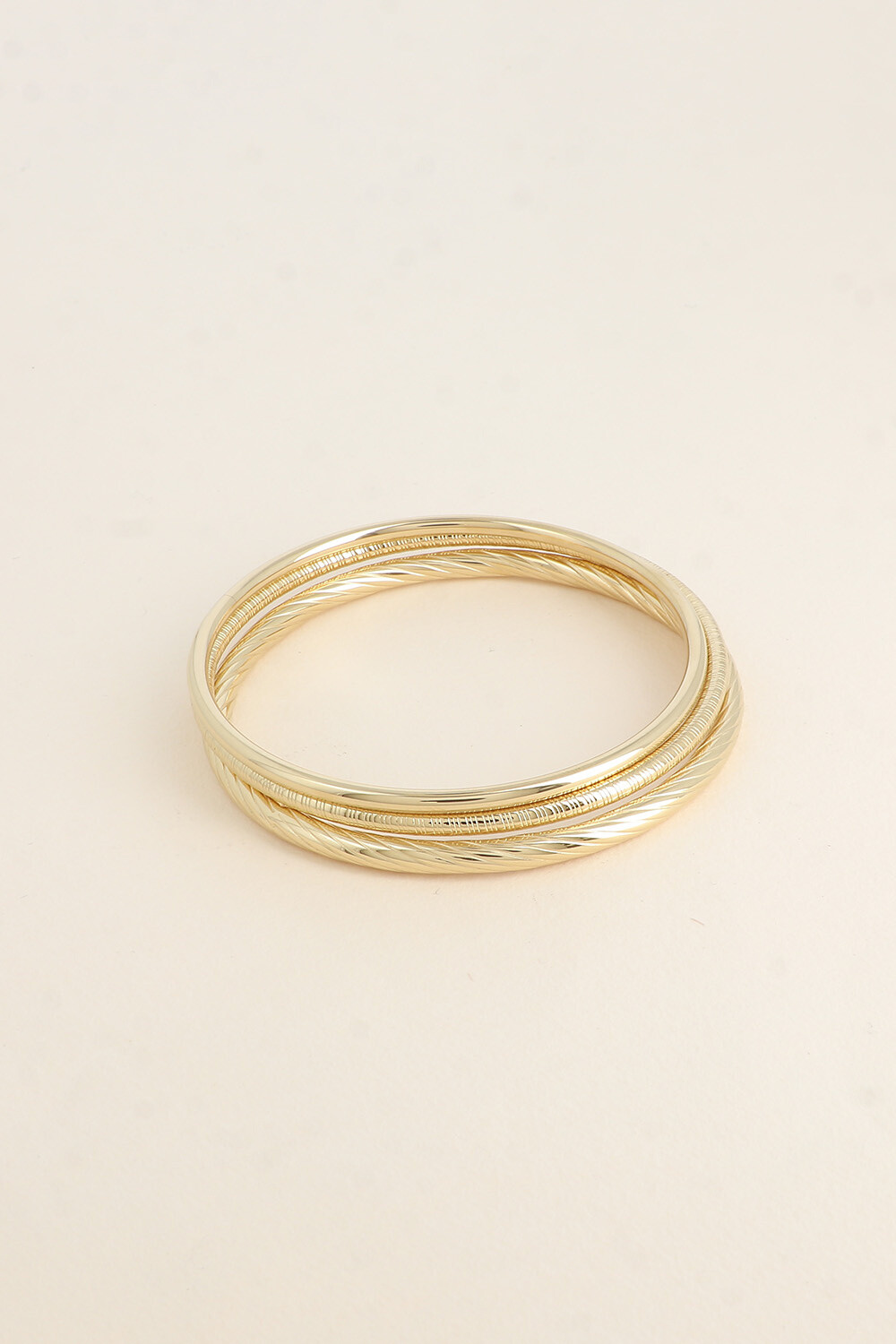 Grossista Bohm - Set di 3 bracciali - liscio, a righe e intrecciato - diametro 6,4 e 6,5 cm