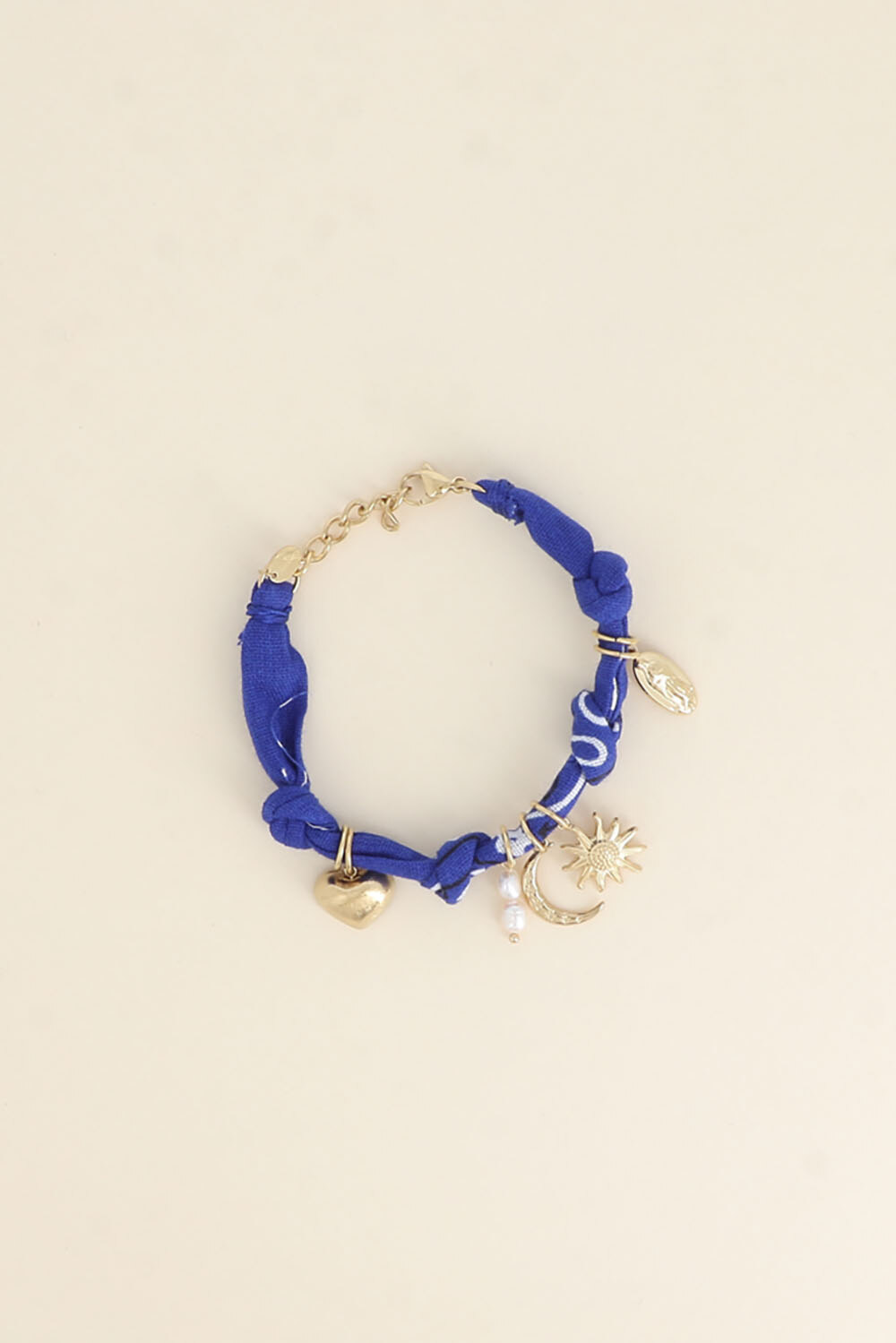 Wholesaler Bohm - Bracelet - ribbon, charms (sun, heart, Madonna, freshwater pearls, moon)