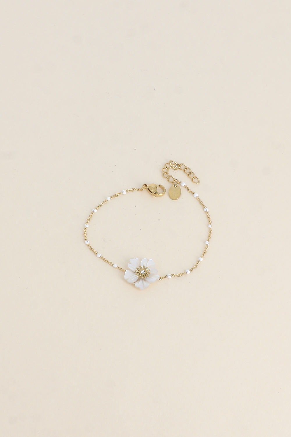 Grossiste Bohm - Bracelet - chaîne émaillée et fleur nacrée