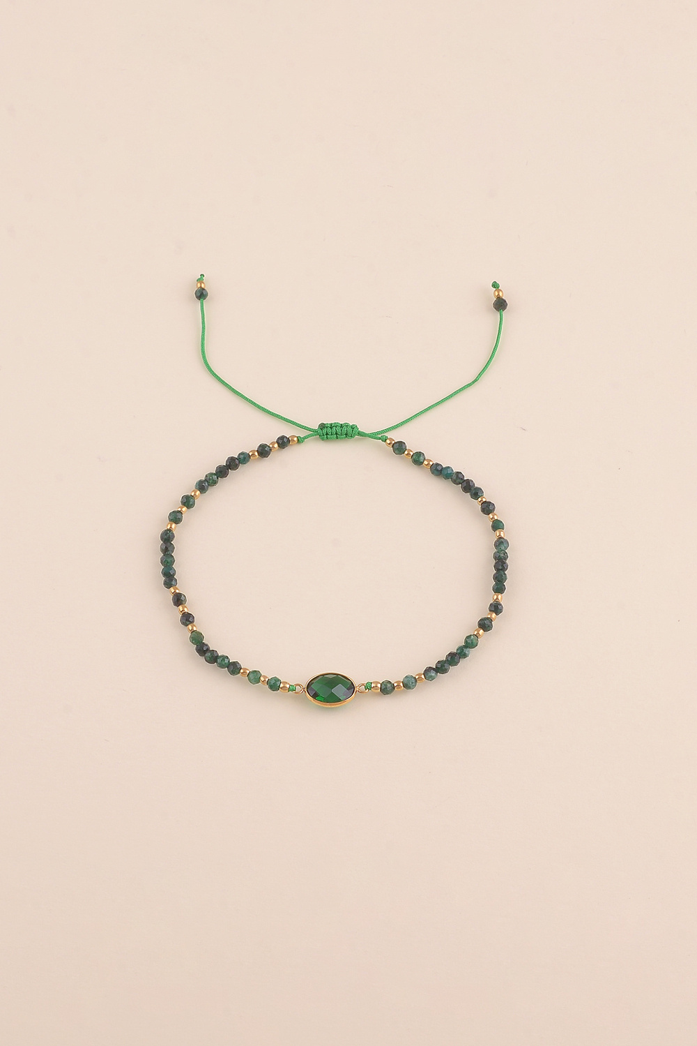 Grossista Bohm - Bracciale su cordoncino - chiusura scorrevole, pietre naturali e cristallo taglio ovale