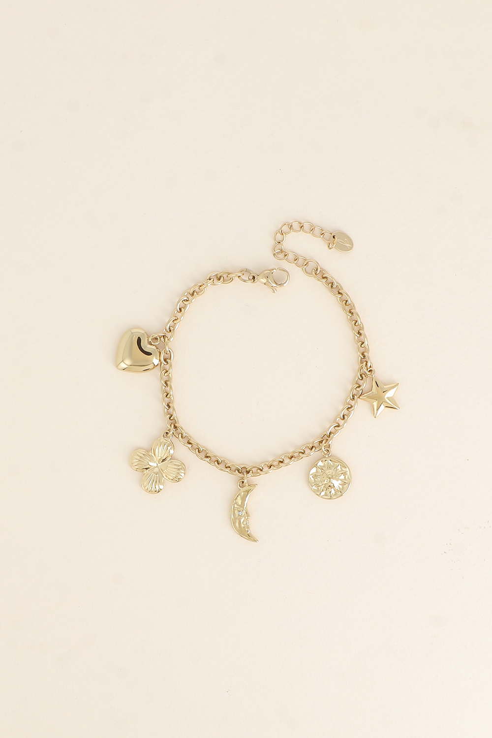 Grossiste Bohm - Bracelet - soleil, coeur, lune, fleur émaillée, étoile et trèfle
