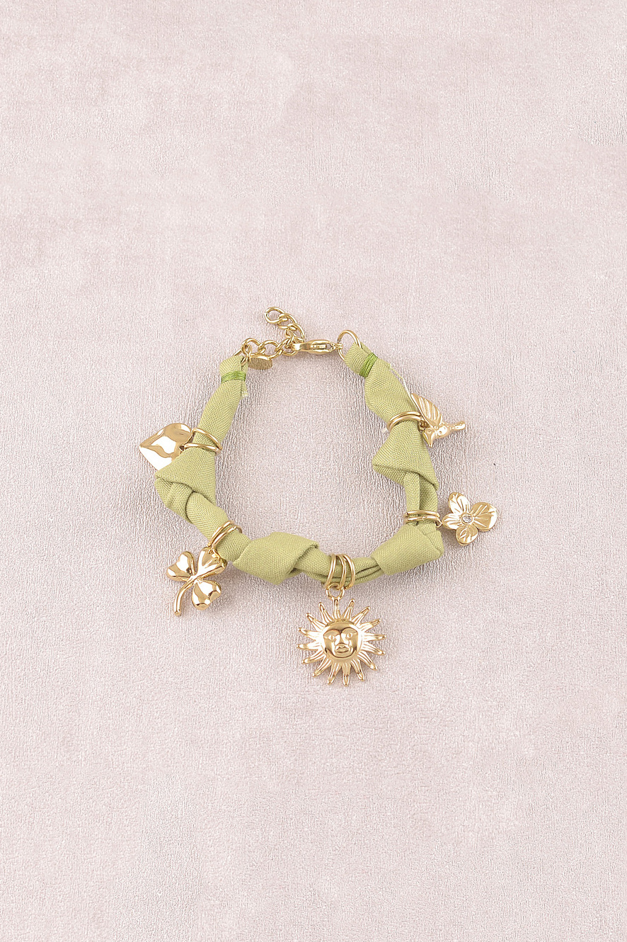 Mayorista Bohm - Pulsera - tela, dijes (sol, luna, estrella)