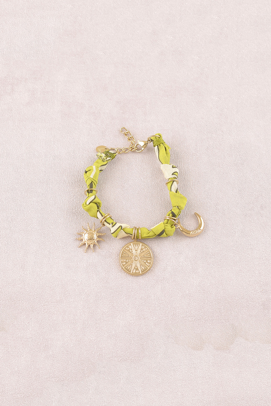 Mayorista Bohm - Pulsera - tela, dijes (sol, luna, estrella)