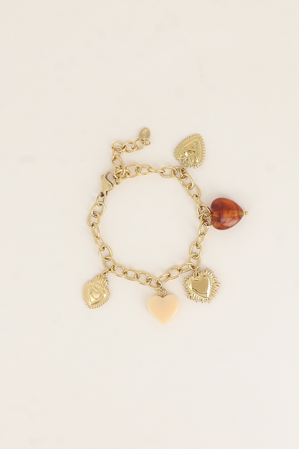 Mayorista Bohm - Pulsera - dijes de corazones en resina y acero