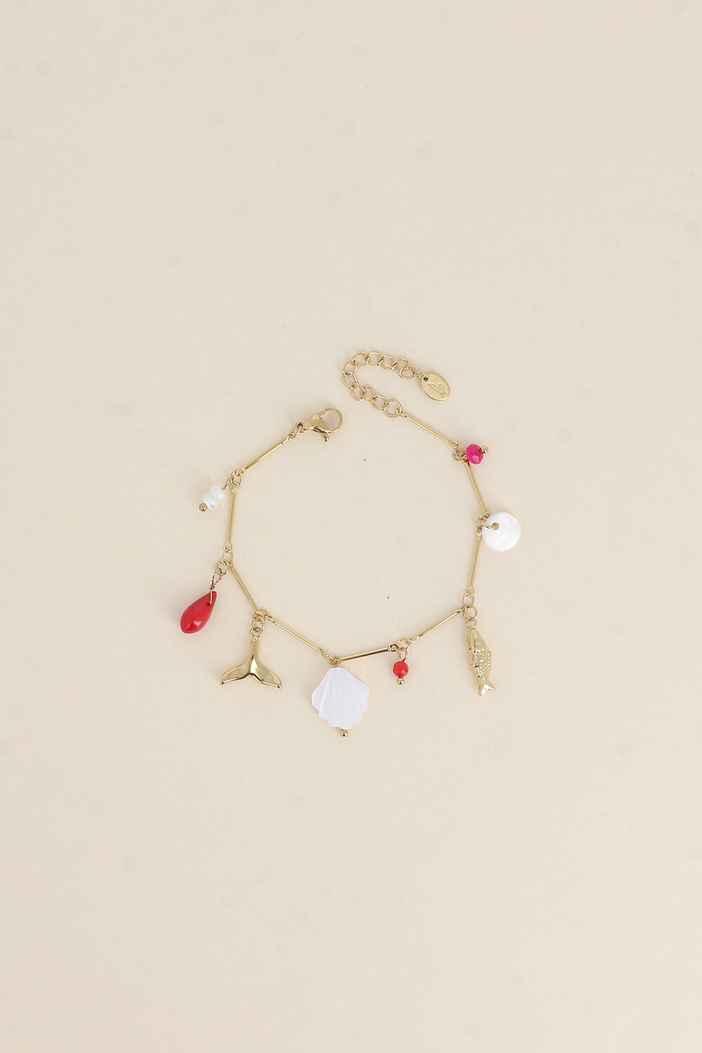 Grossiste Bohm - Bracelet - perles, poisson, queue de poisson et pastille nacrée