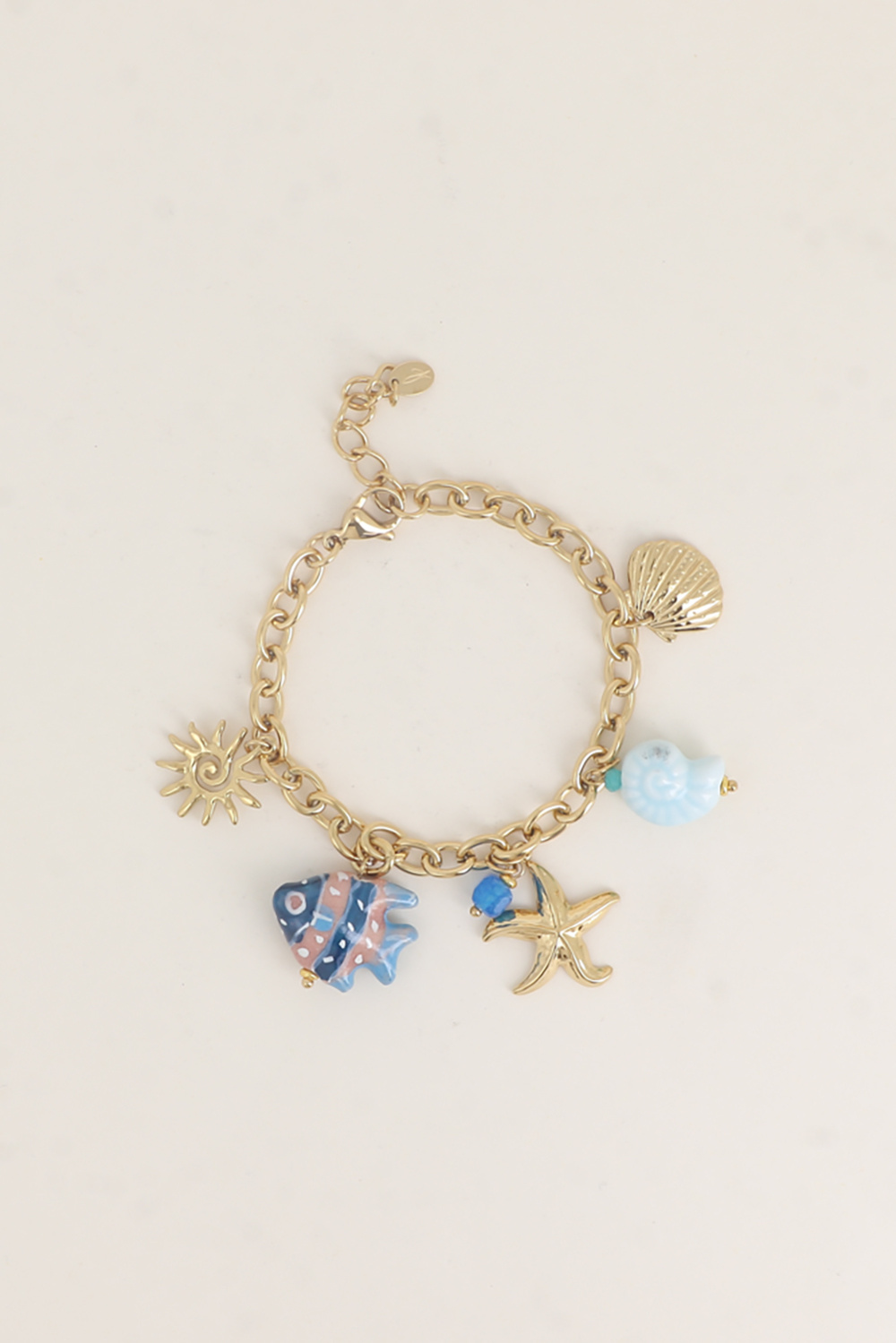 Grossista Bohm - Bracciale - ciondoli (conchiglie, stella marina, sole, pesce, ceramica e smalto)