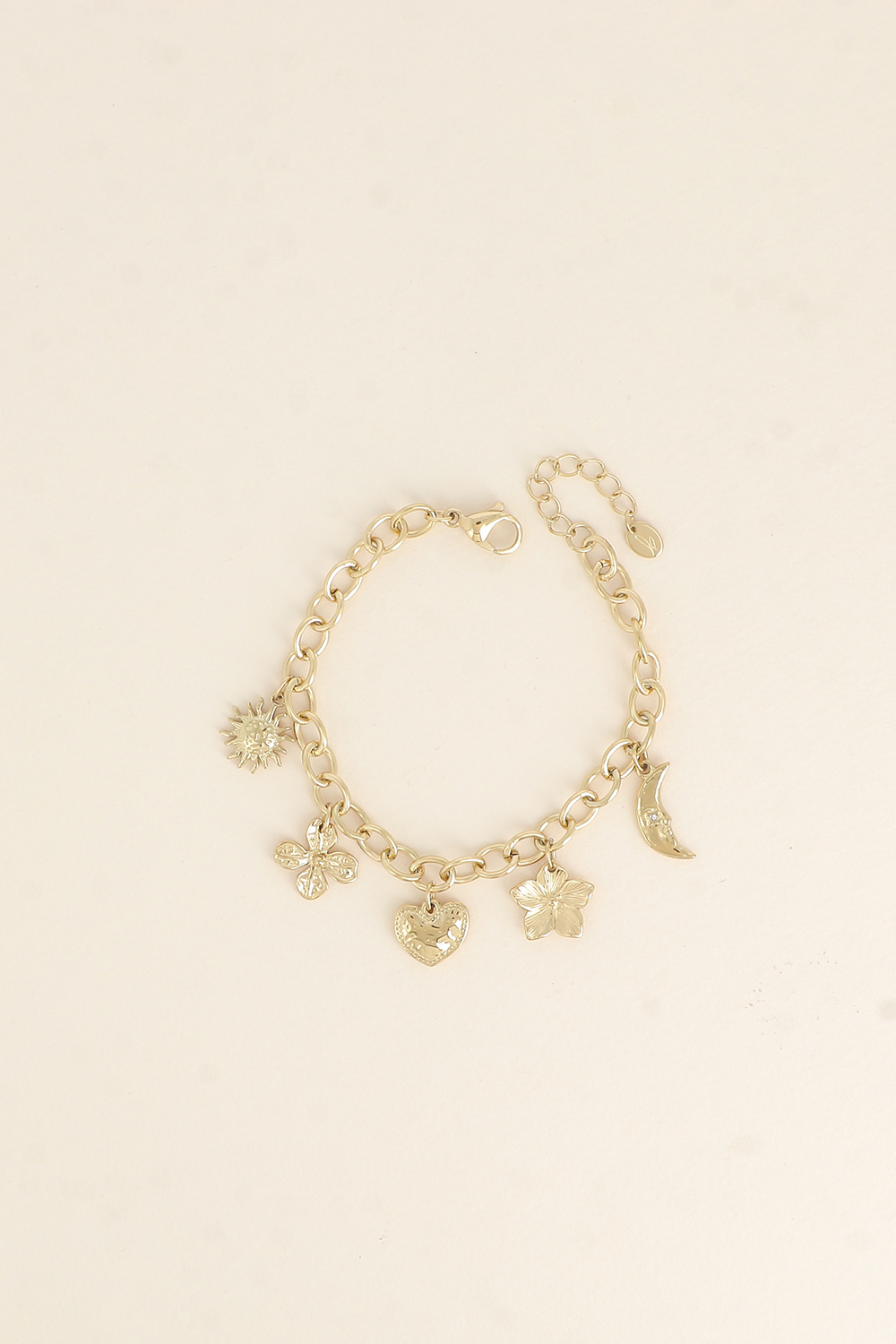 Grossiste Bohm - Bracelet - soleil, coeur, lune, fleur et trèfle