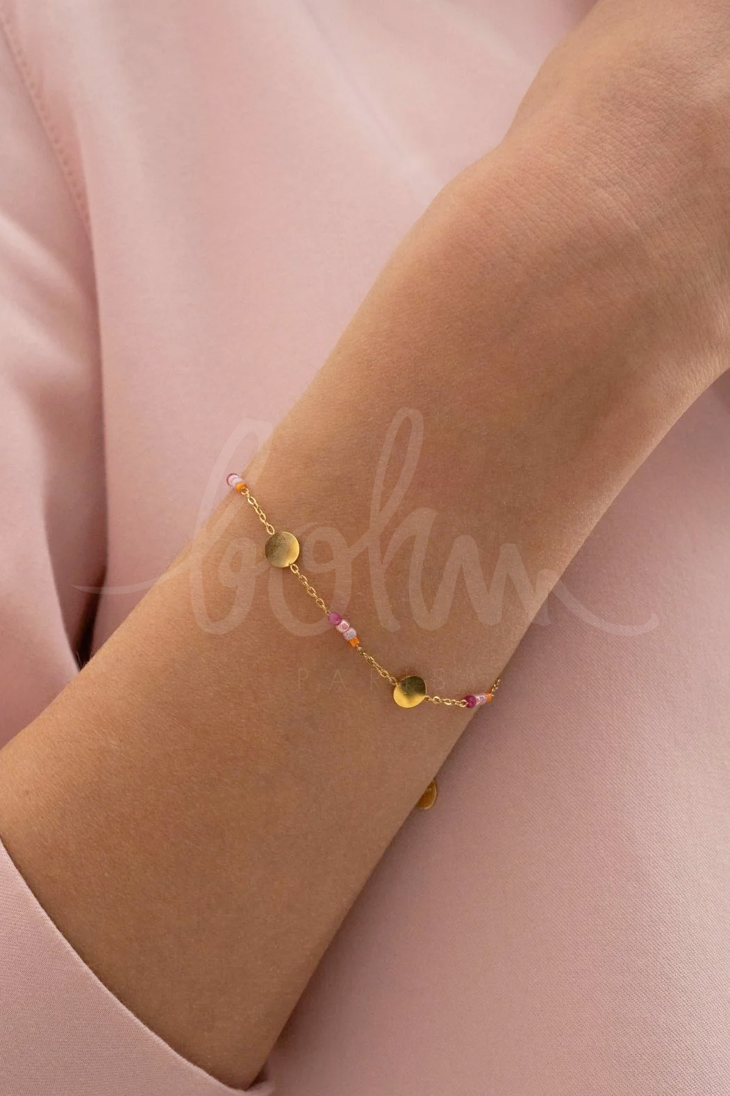 Grossiste Bohm - Bracelet - pampilles rondes, rocailles et pierres naturelles