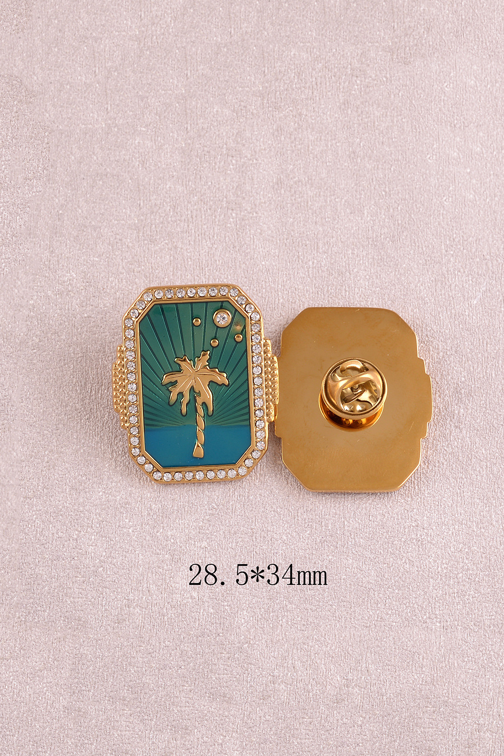 Mayorista Bohm - Pin - pieza grande, palmera sobre fondo de esmalte, óxidos de circonio