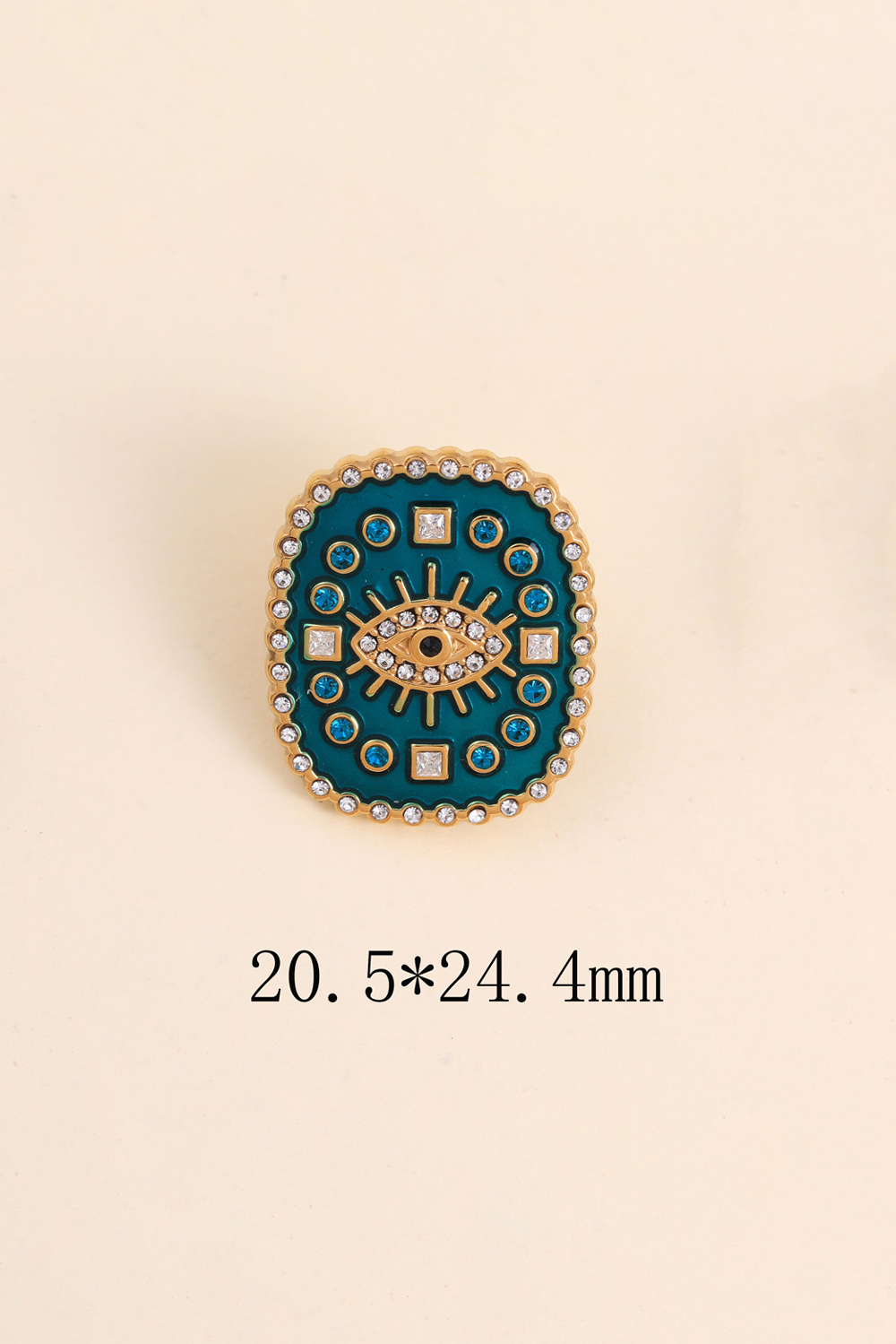 Grossiste Bohm - Pin's - médaillon rectangulaire émaillé, oeil avec cristaux