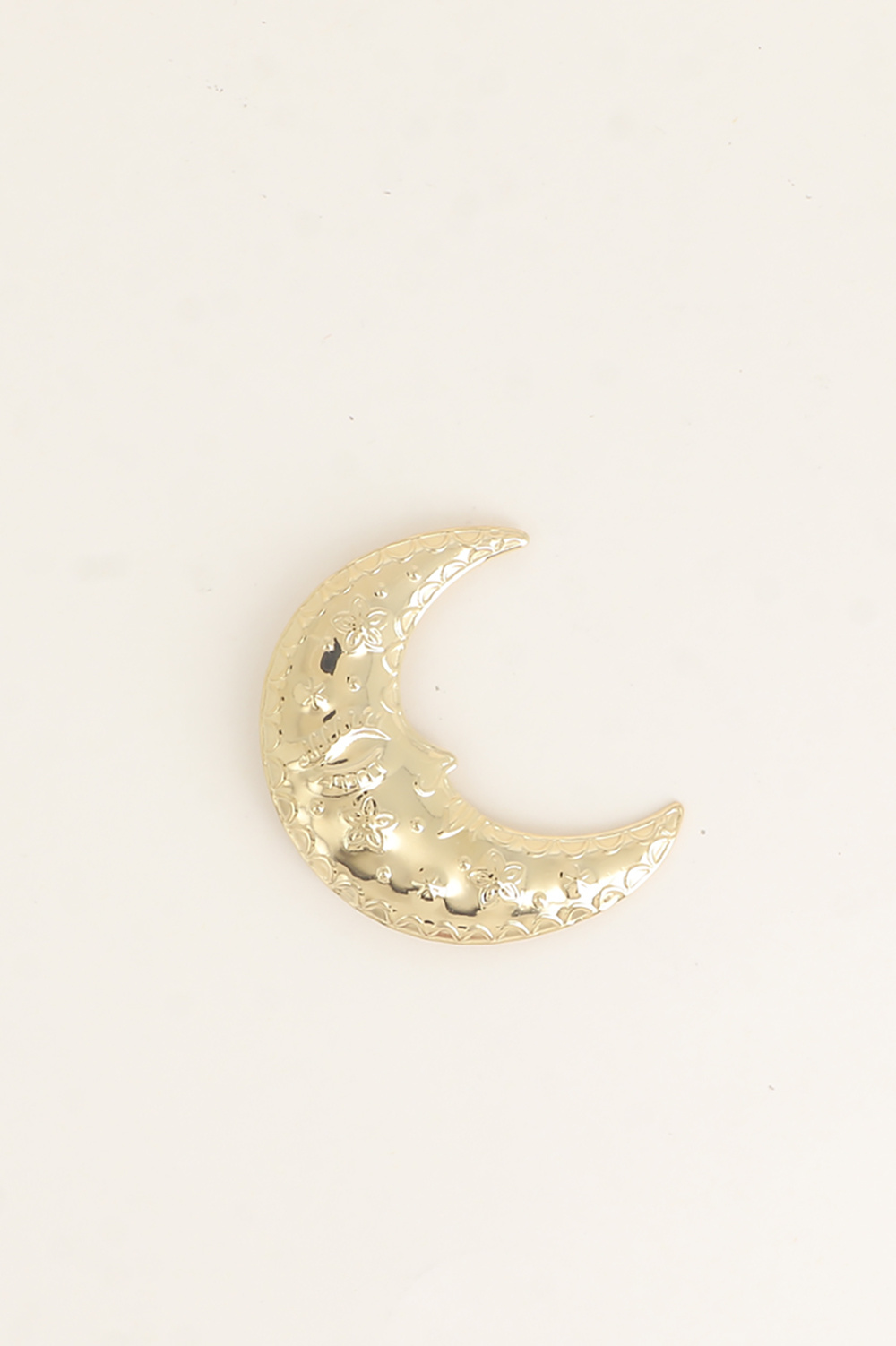 Grossiste Bohm - Broche - croissant de lune et de petits motifs (oeil, fleurs, points) gravés