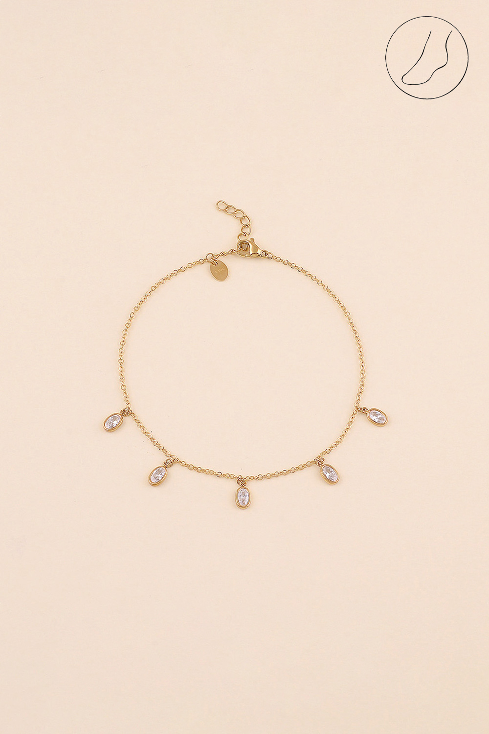 Wholesaler Bohm - Anklet - 5 oval zirconium oxides