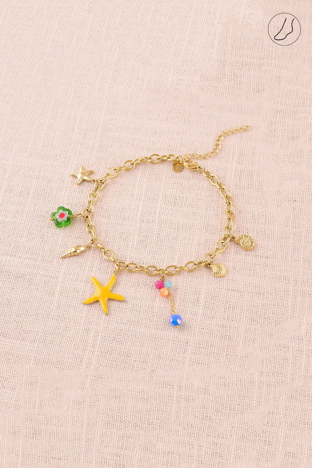 Wholesaler Bohm - Apple - Enamelled sea star, shells, heart, flower, glass pasta