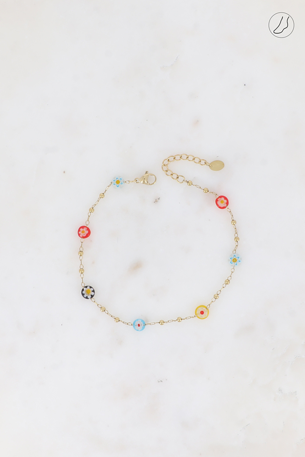 Wholesaler Bohm - Anklery - Round pearls with acetate flower motif