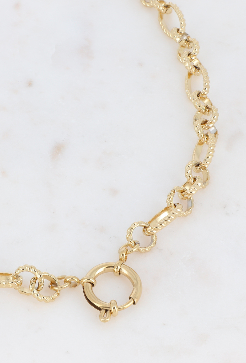 Mayorista Bohm - Collar Mosquetón Estrillado Oro
