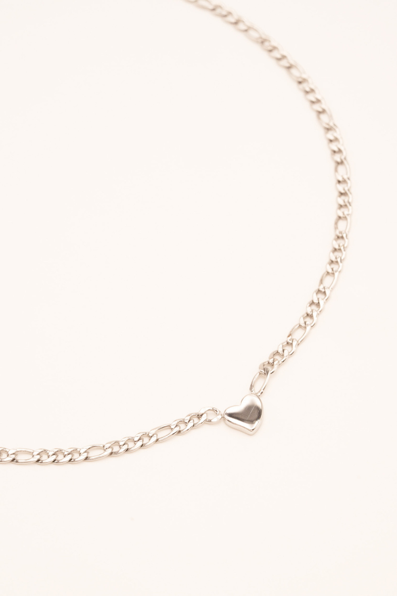 Großhändler Bohm - Hans-Halskette – Halsband, Figaro-Netz und Herzanhänger aus Edelstahl