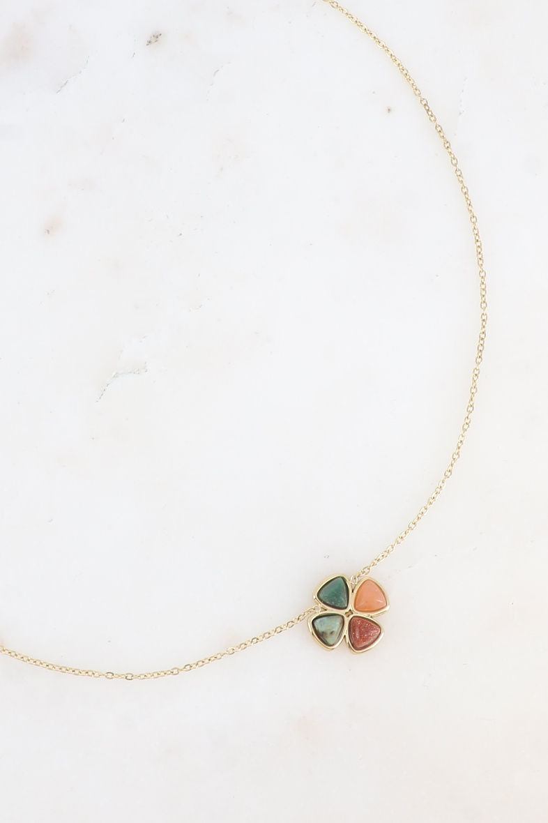 Mayorista Bohm - Anillo fino - trébol con 4 piedras naturales