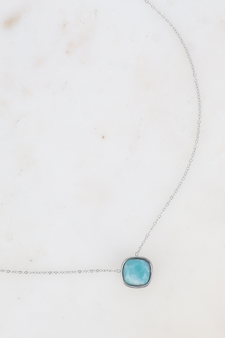 Großhändler Bohm - Léa Stone Goldhalskette – quadratischer Naturstein