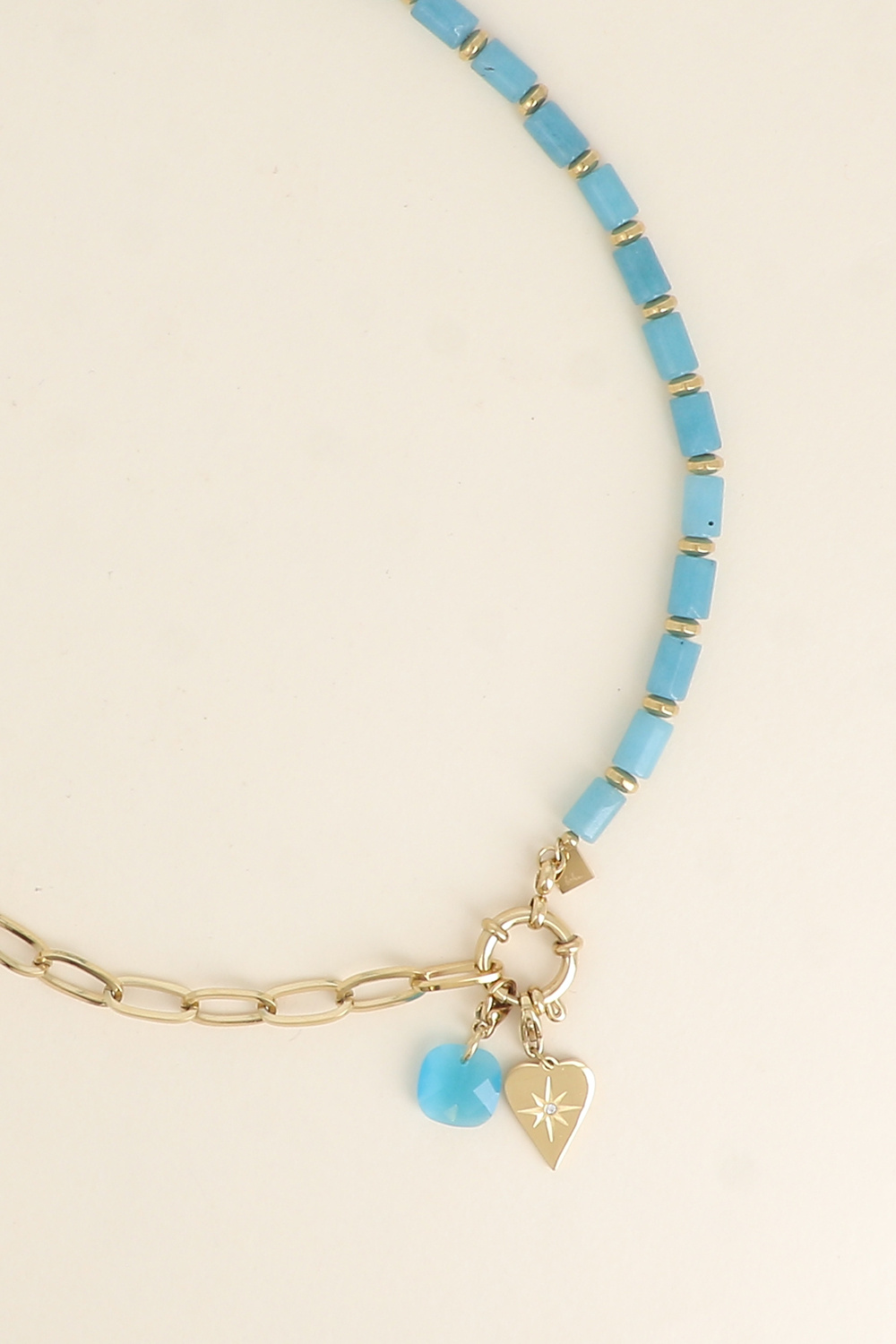 Grossiste Bohm - Collier - maille en acier et pierres naturelles avec 2 charms Bohm
