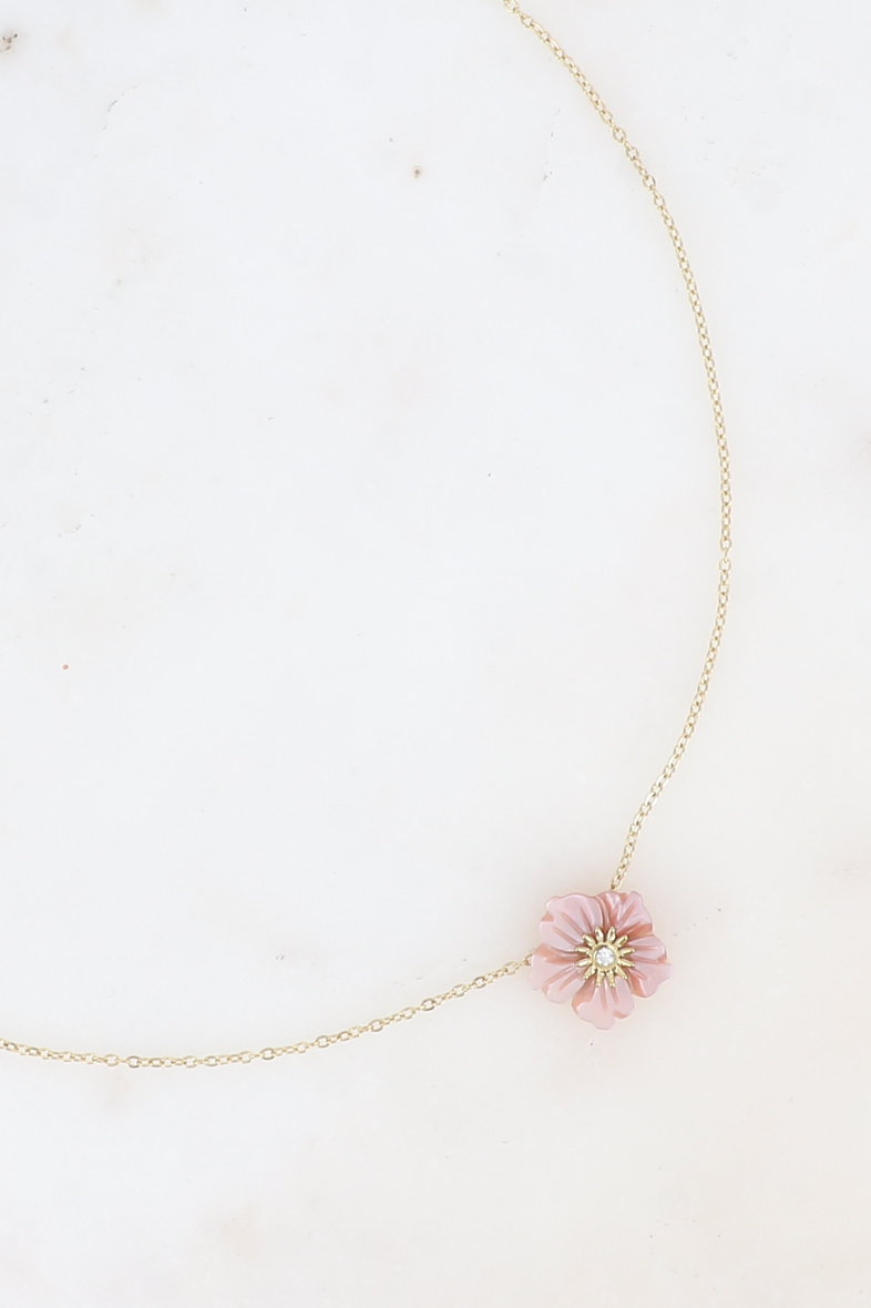 Grossiste Bohm - Collier - fleur nacrée et petit cristal