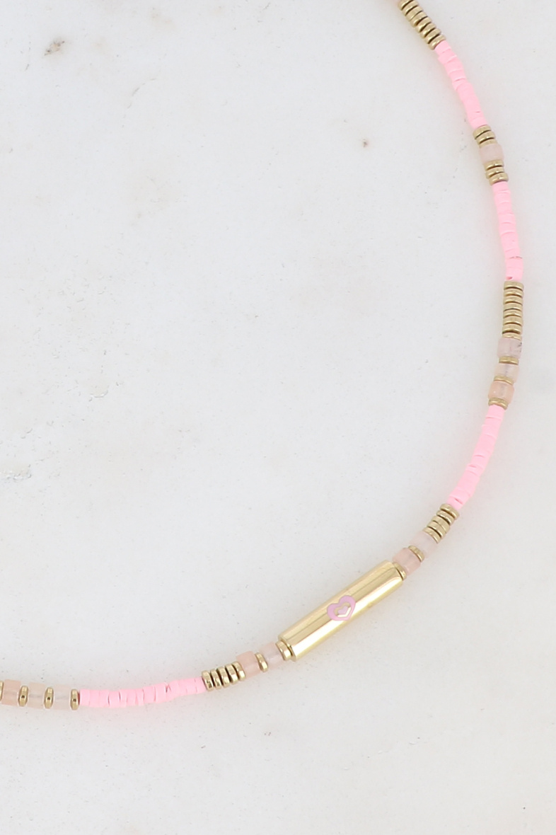 Mayorista Bohm - Collar - cuenta cilíndrica y forma (corazón, trébol, ojo) en esmalte