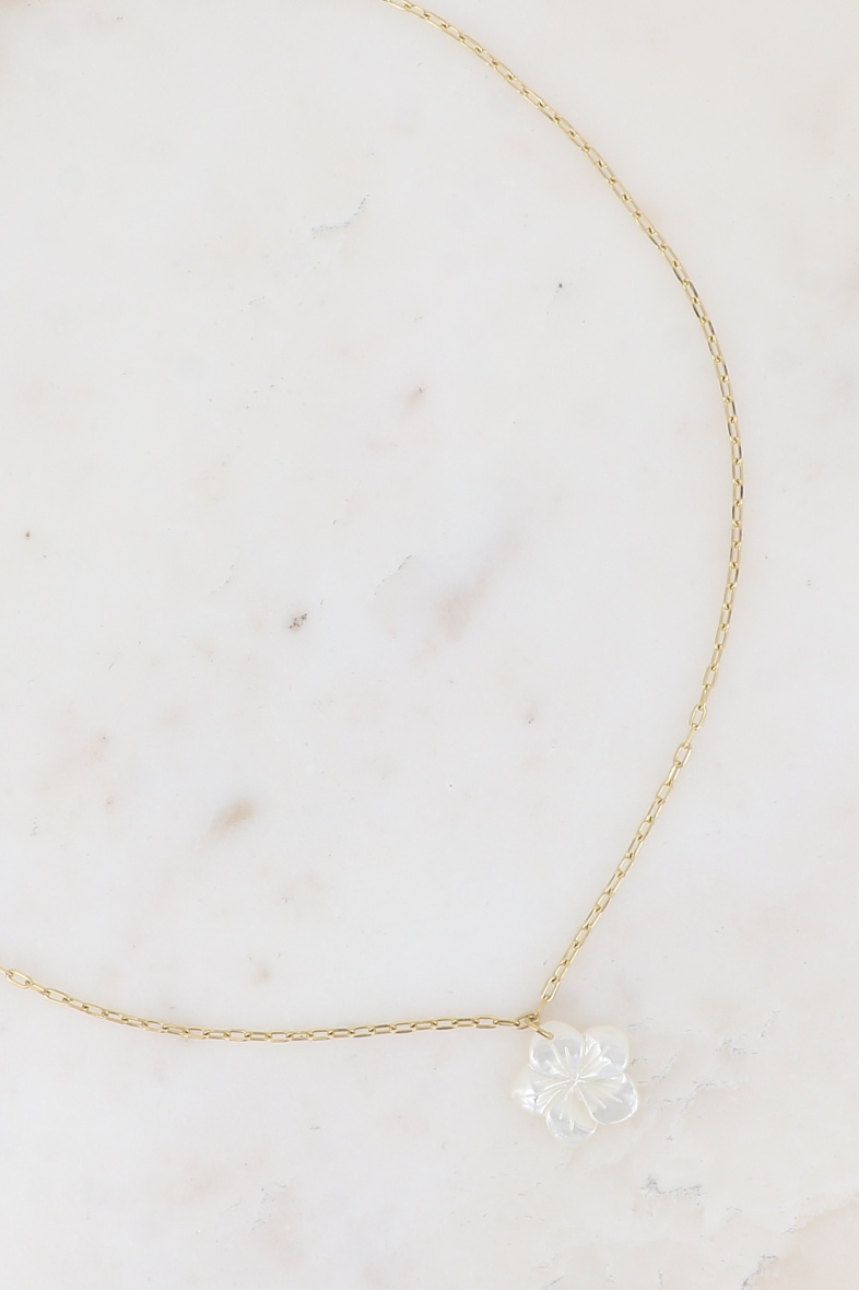 Grossiste Bohm - Collier - pendentif fleur nacrée 20mm