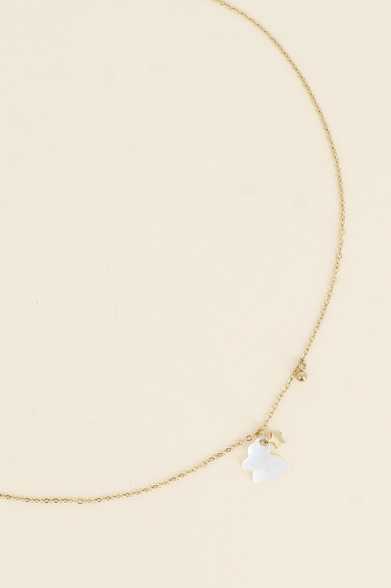 Grossista Bohm - Collana - Patch in acetato madreperla con nappina a farfalla e stella