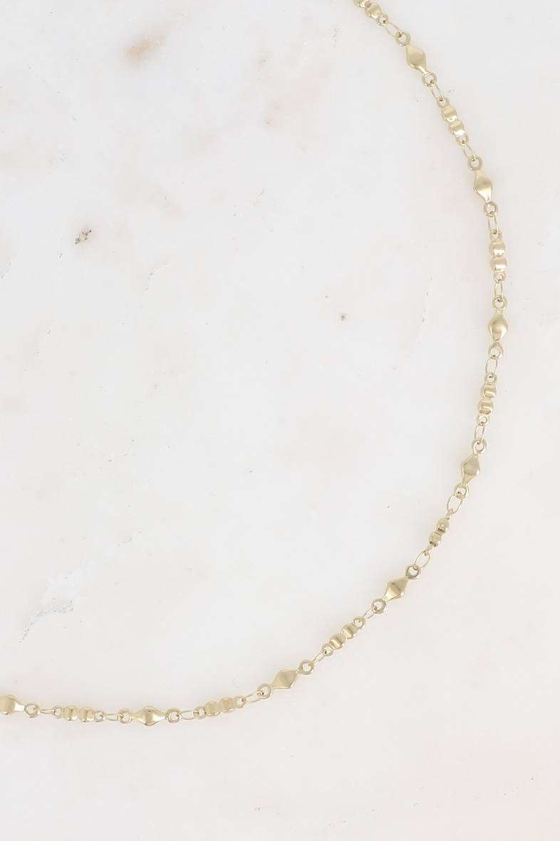 Grossiste Bohm - Collier - maille 2 grains et anneaux losanges