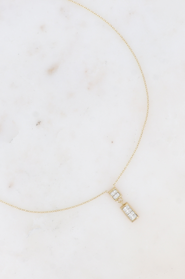 Grossiste Bohm - Collier - pendentif rectangulaire avec cristaux