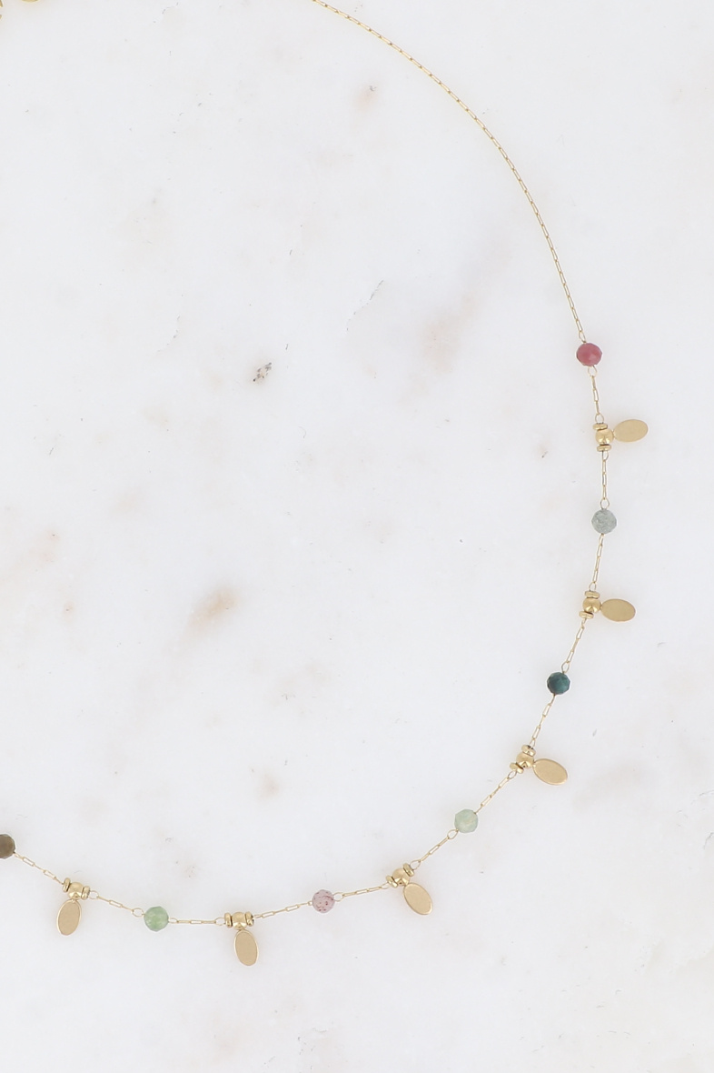 Mayorista Bohm - Collar - piedras naturales redondas y borlas ovaladas