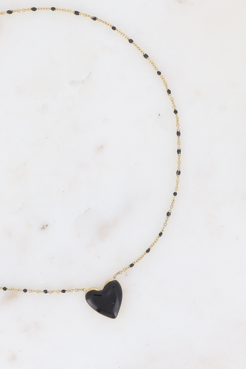 Großhändler Bohm - Valia-Halskette – Kette mit Emaille und farbigem Emaille-Herzanhänger