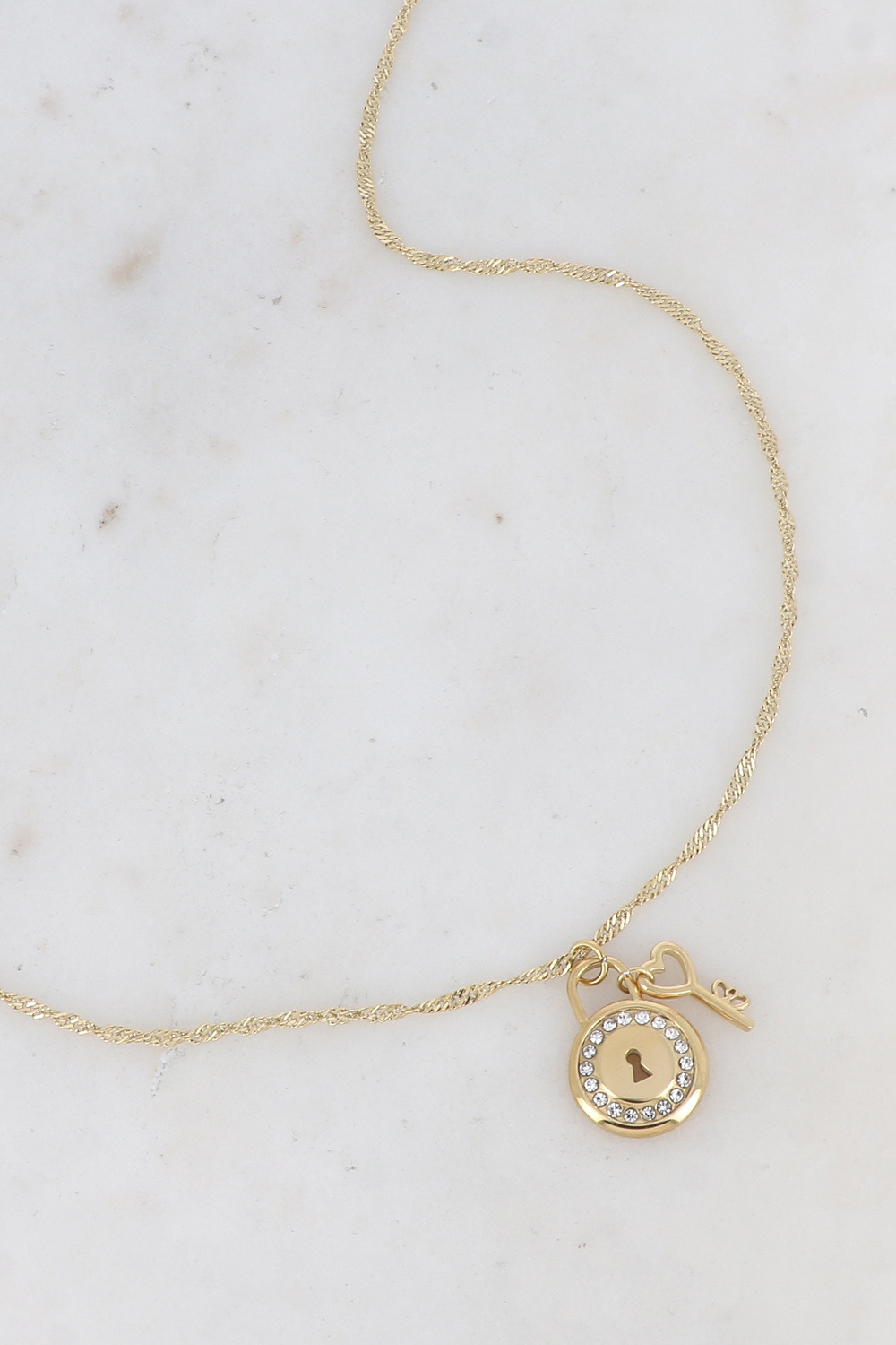 Grossiste Bohm - Collier - cadenas oxydes de zirconium et clef coeur