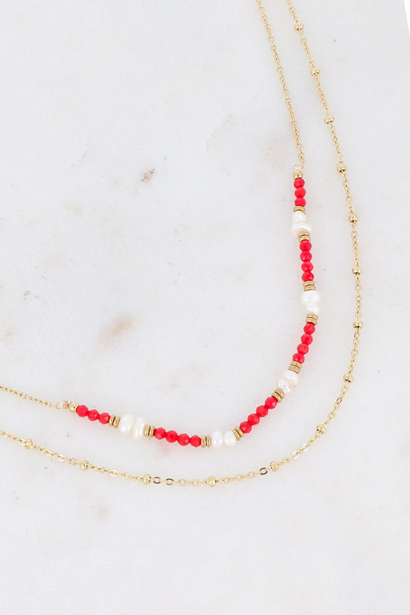 Grossiste Bohm - Collier Aryne - 2 rangs, perles d'eau douce et pierres naturelles