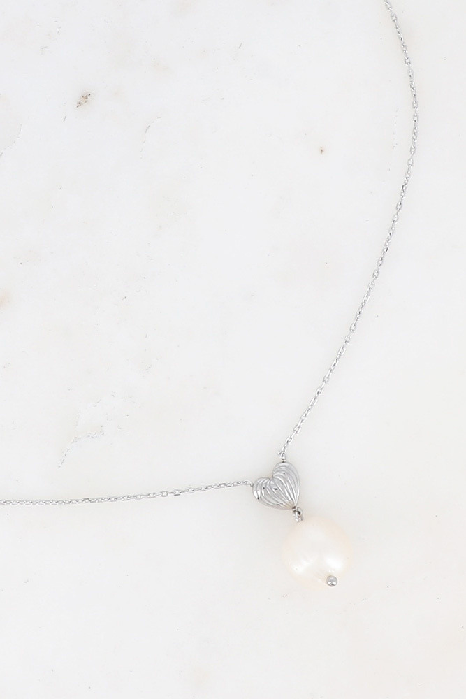 Grossiste Bohm - Collier Katalina - coeur texturé et perle d'eau douce