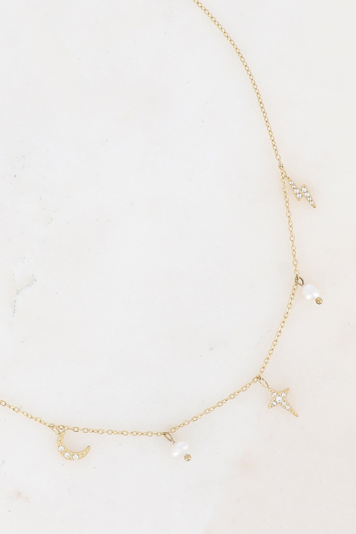 Grossiste Bohm - Collier Tifanny - pendentifs éclair, lune et étoile et oxyde de zirconium
