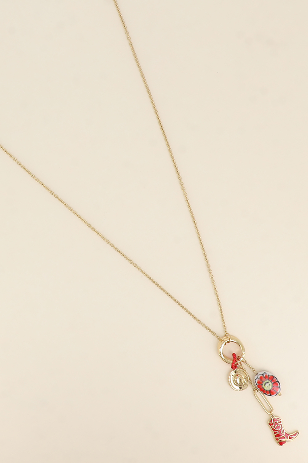 Wholesaler Bohm - Long necklace - enameled boot, hat, enameled ceramic bead