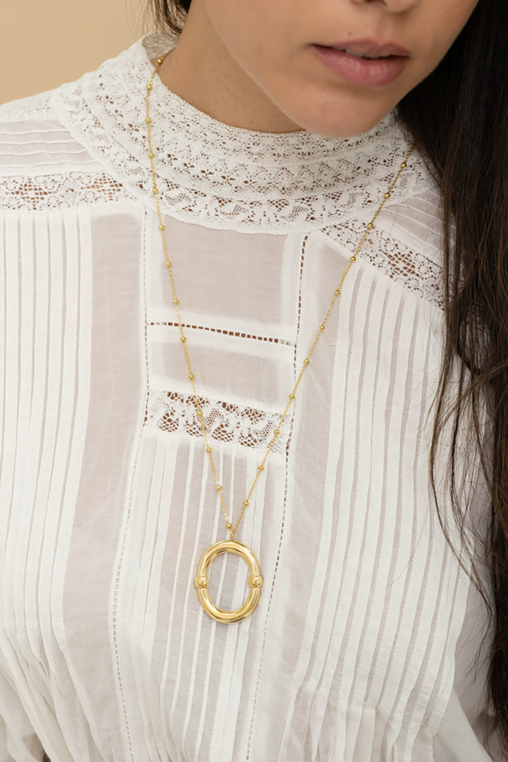 Grossiste Bohm - Collier - grand pendentif ovale brillant