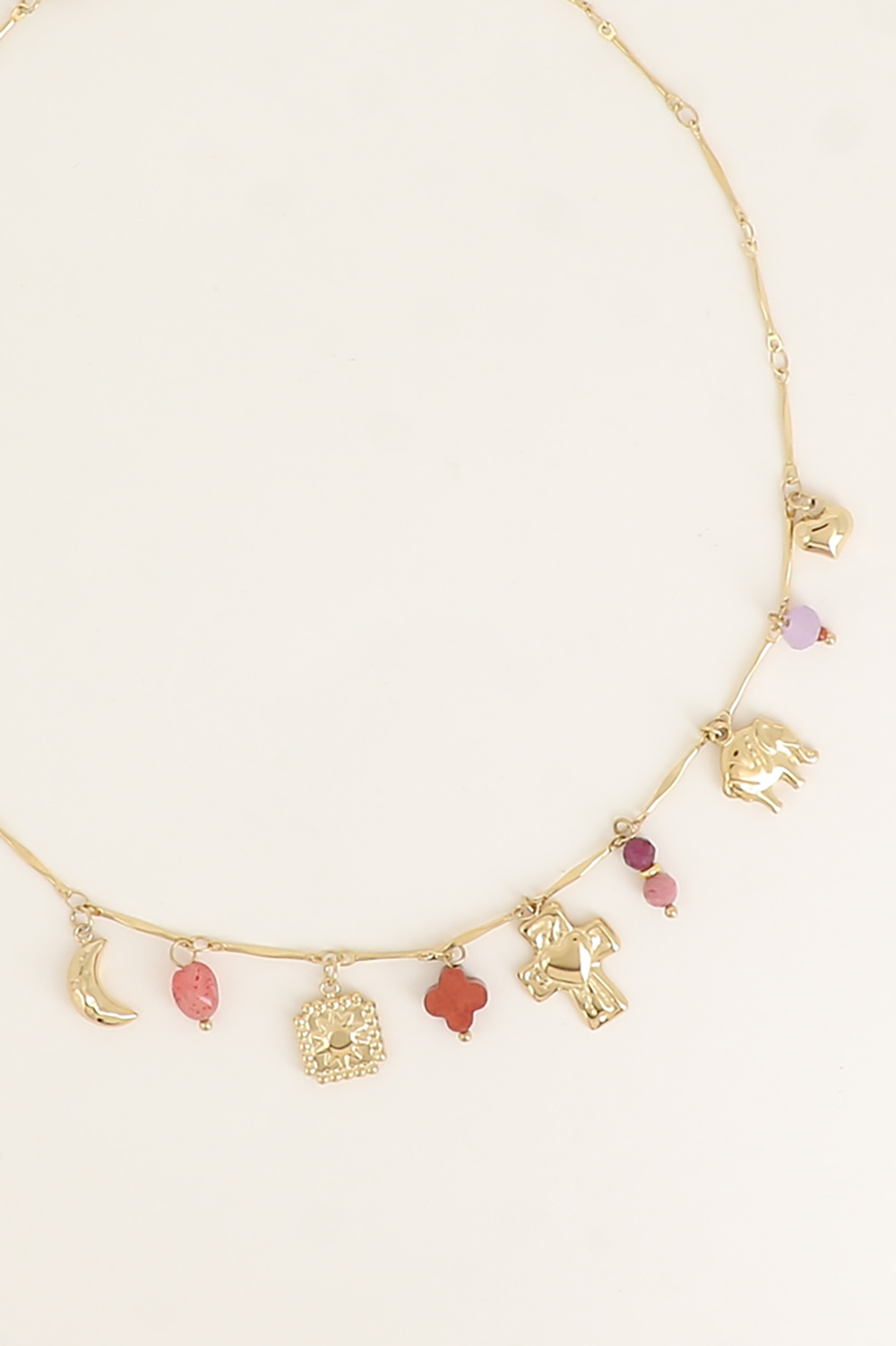 Wholesaler Bohm - Necklace - natural stones, sun, clover, elephant
