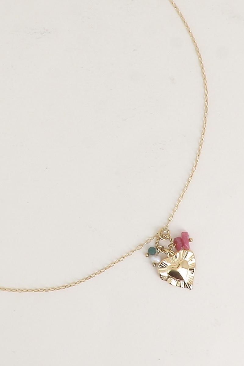 Mayorista Bohm - Collar - corazón texturizado, piedras naturales