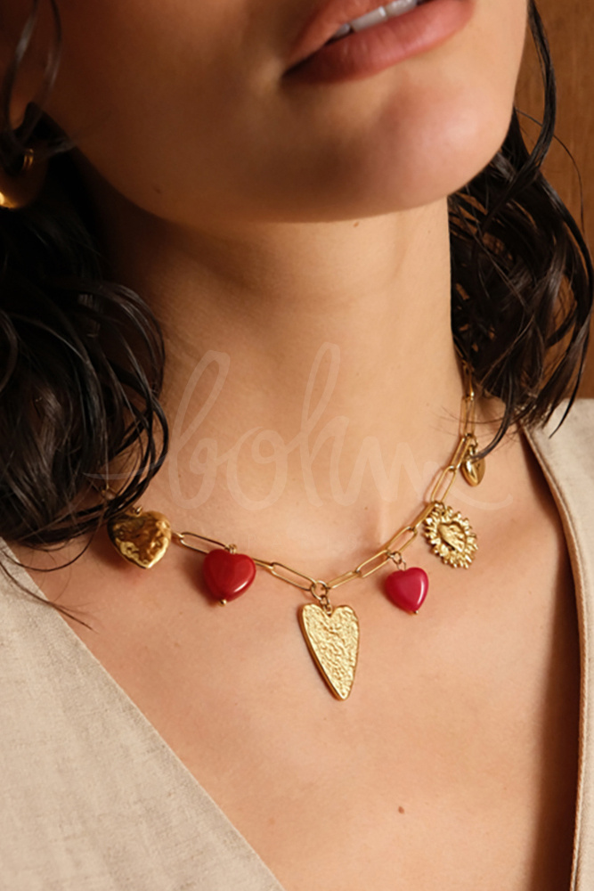 Grossista Bohm - Collana Oréa - ciondoli a cuore in pietra naturale