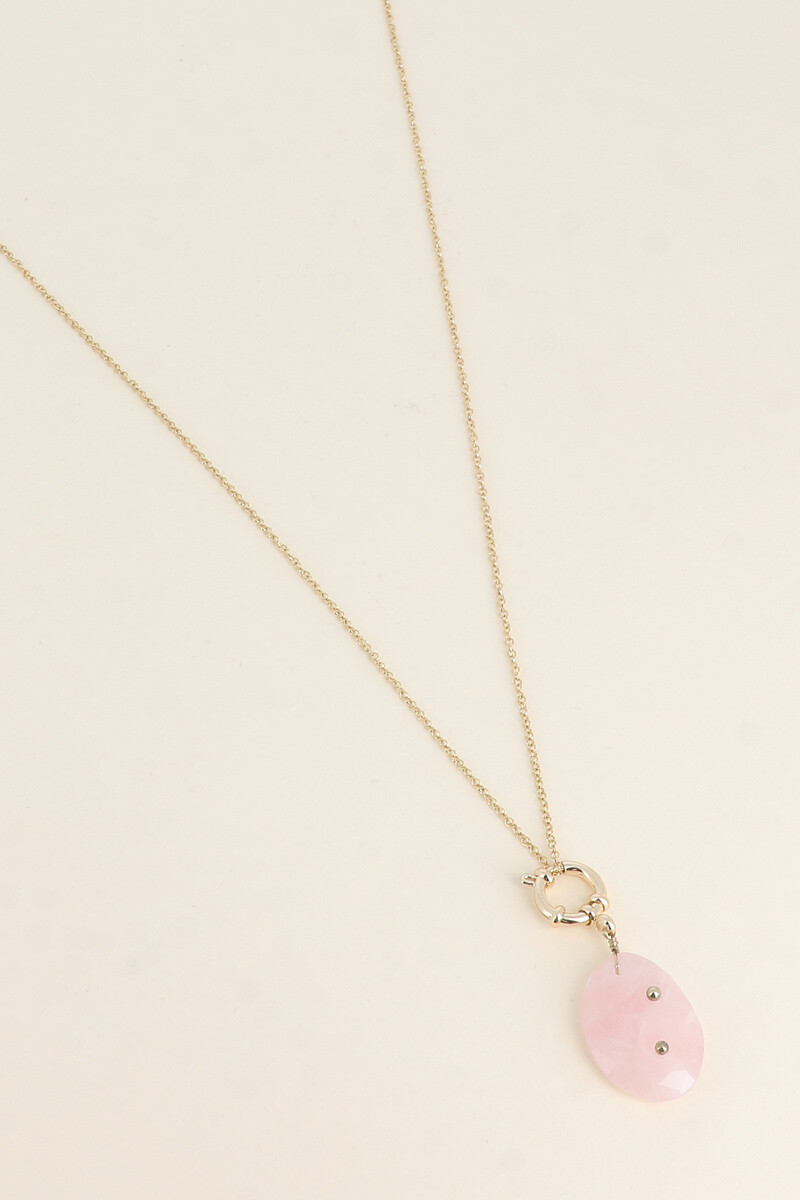 Sautoir Eliav - fermoir bouée, pierre naturelle - Blush - 1 - grand format