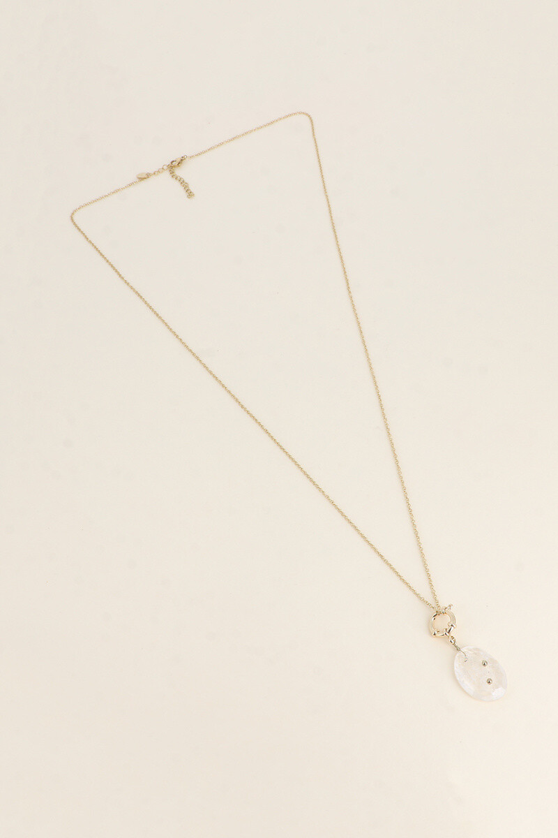 Sautoir Eliav - fermoir bouée, pierre naturelle - Transparent - 2 - grand format