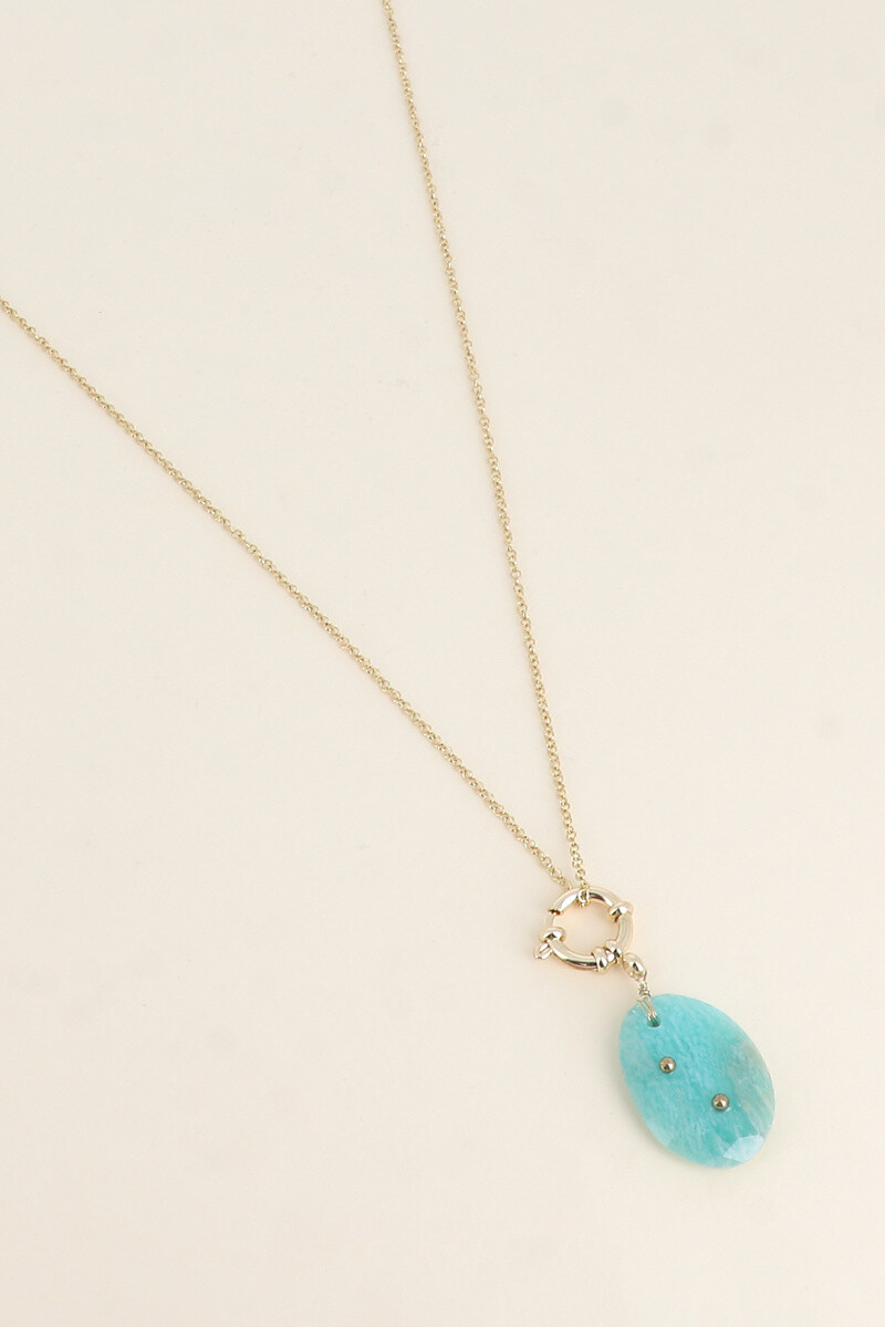 Sautoir Eliav - fermoir bouée, pierre naturelle - Turquoise - 1 - grand format