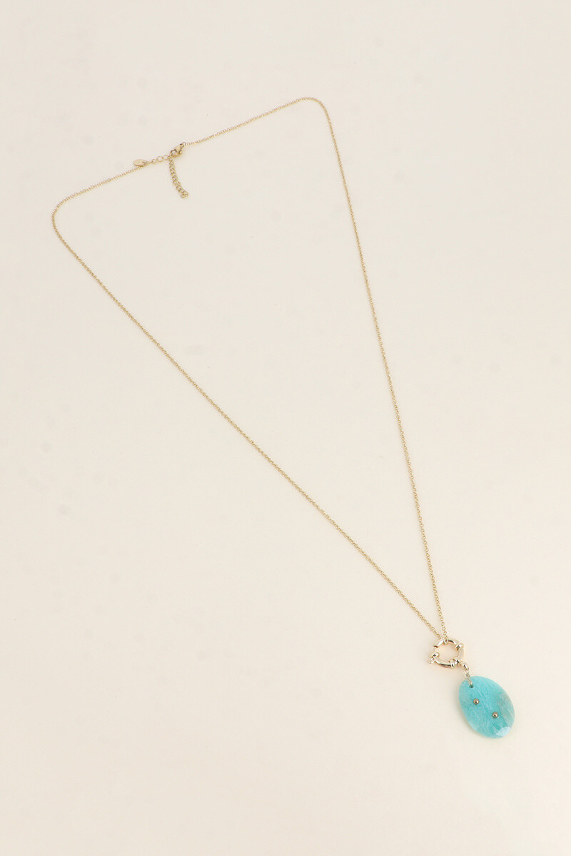 Sautoir Eliav - fermoir bouée, pierre naturelle - Turquoise - 2 - grand format