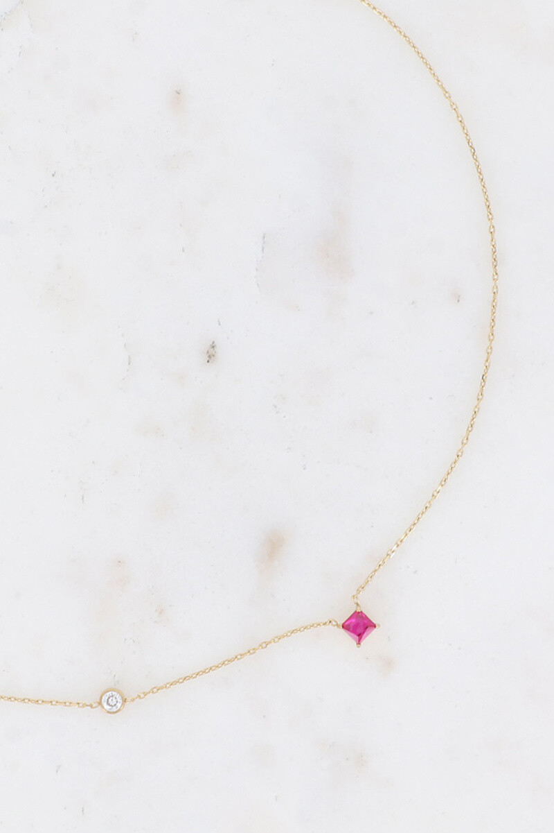 Grossiste Bohm - Collier - cristal carré et oxyde de zirconium
