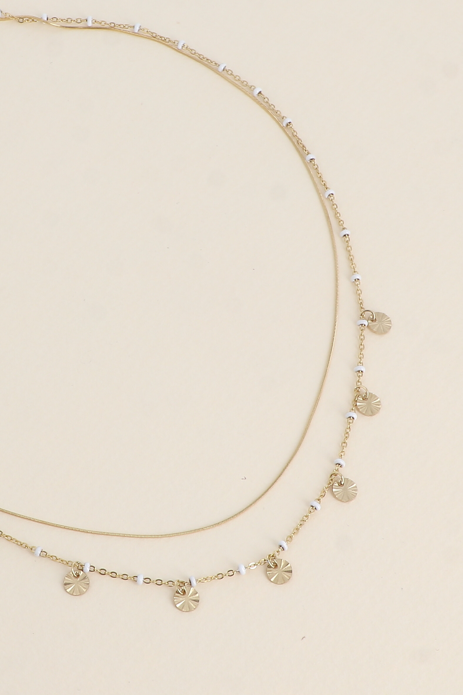 Wholesaler Bohm - Necklace - Snake and mesh mesh with enamel balls and textured pamples