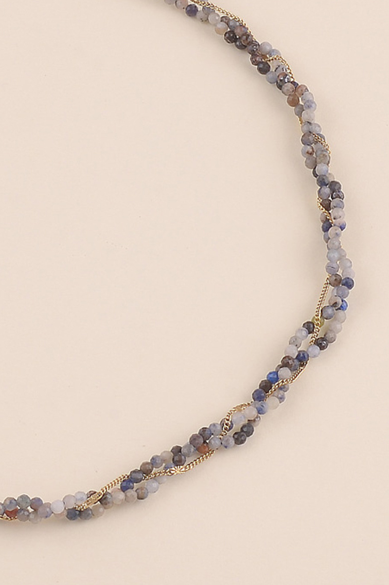 Grossiste Bohm - Collier - 3 rangs tressés, pierres naturelles